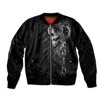 Skull Sleeve Zip Bomber Jacket Skull Death Forever - Wonder Print Shop