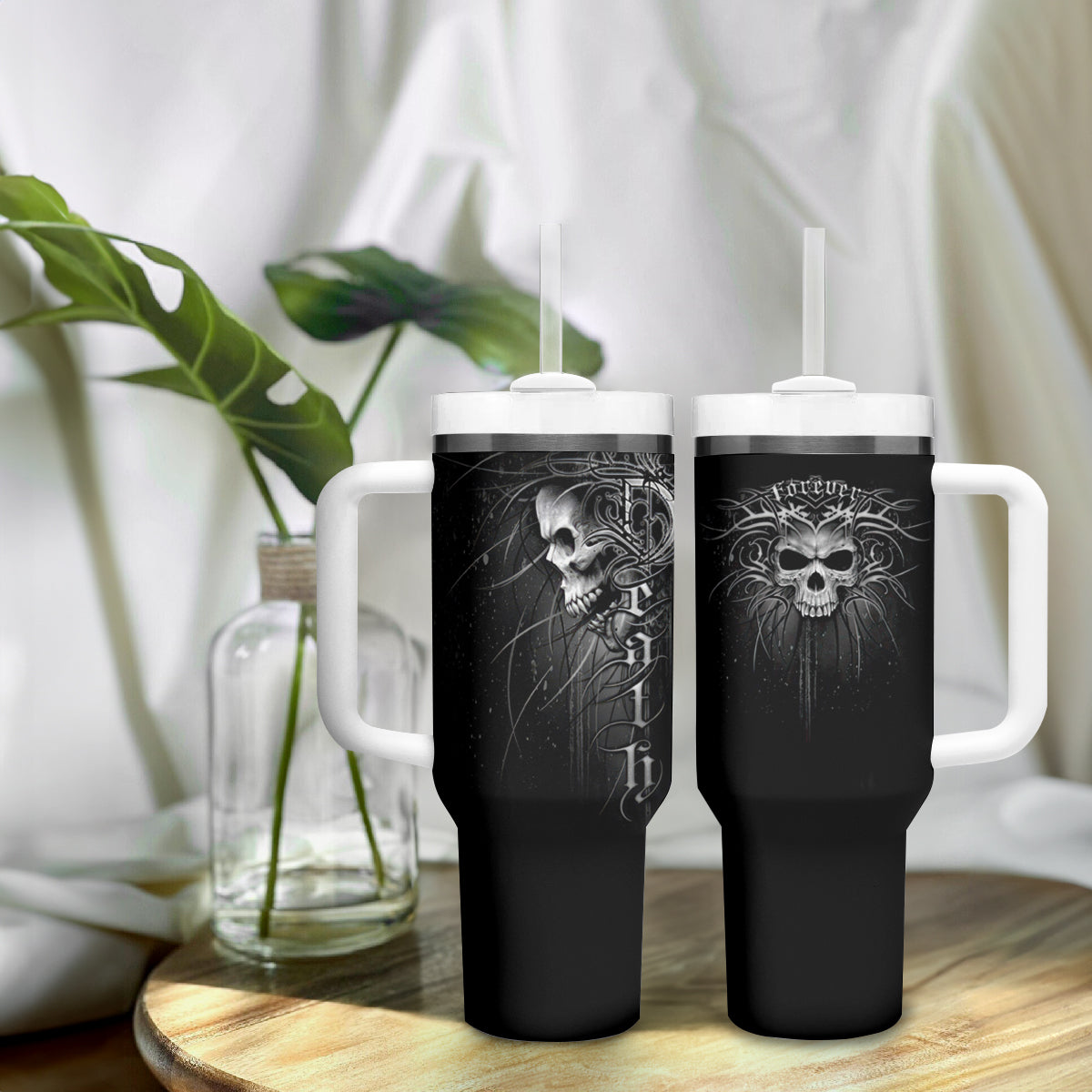 Skull Tumbler With Handle Skull Death Forever - Wonder Print Shop