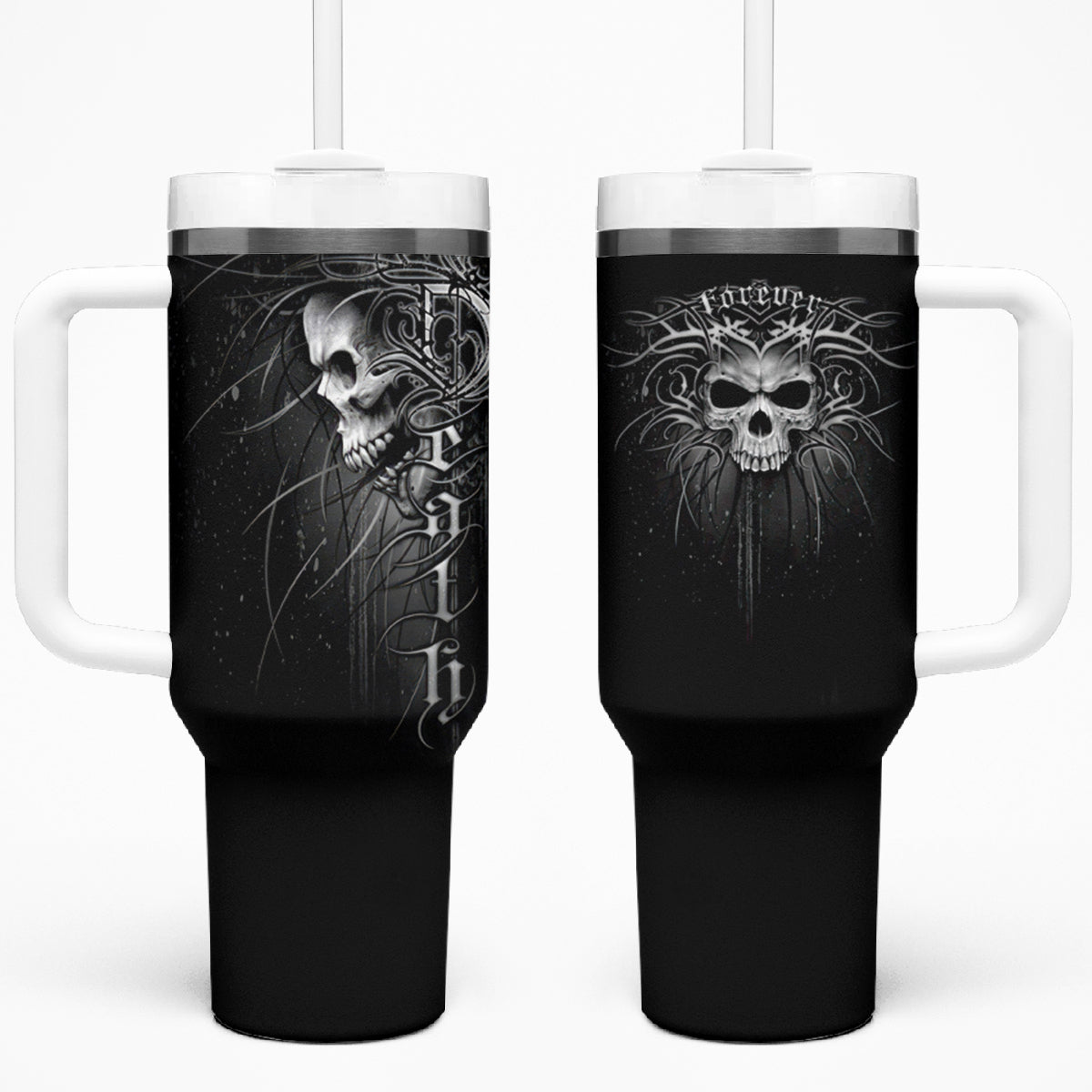 Skull Tumbler With Handle Skull Death Forever - Wonder Print Shop
