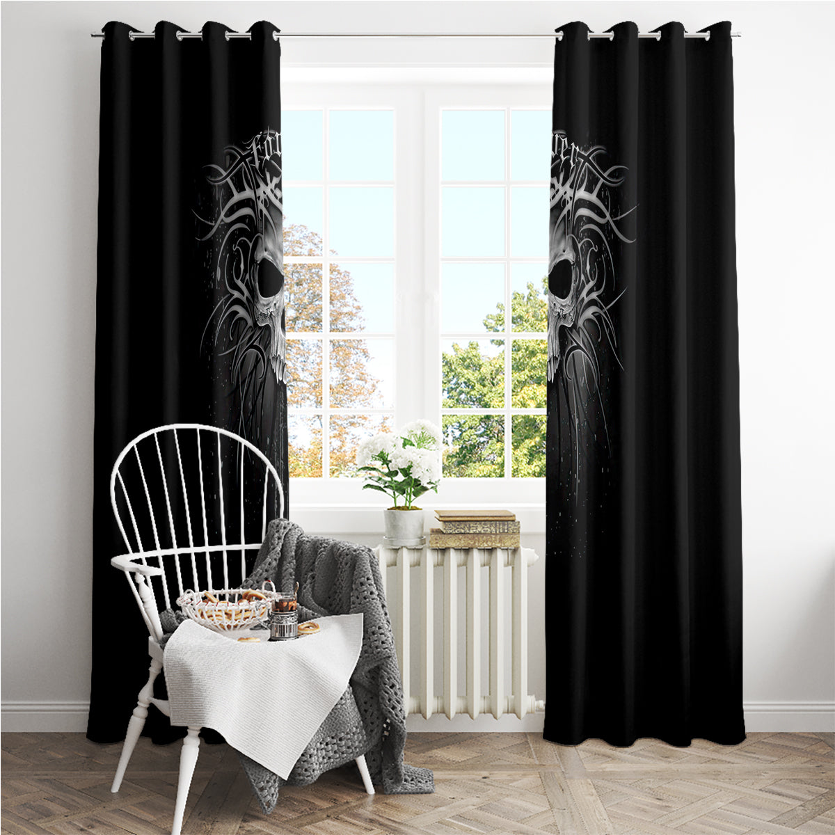 Skull Window Curtain Skull Death Forever - Wonder Print Shop