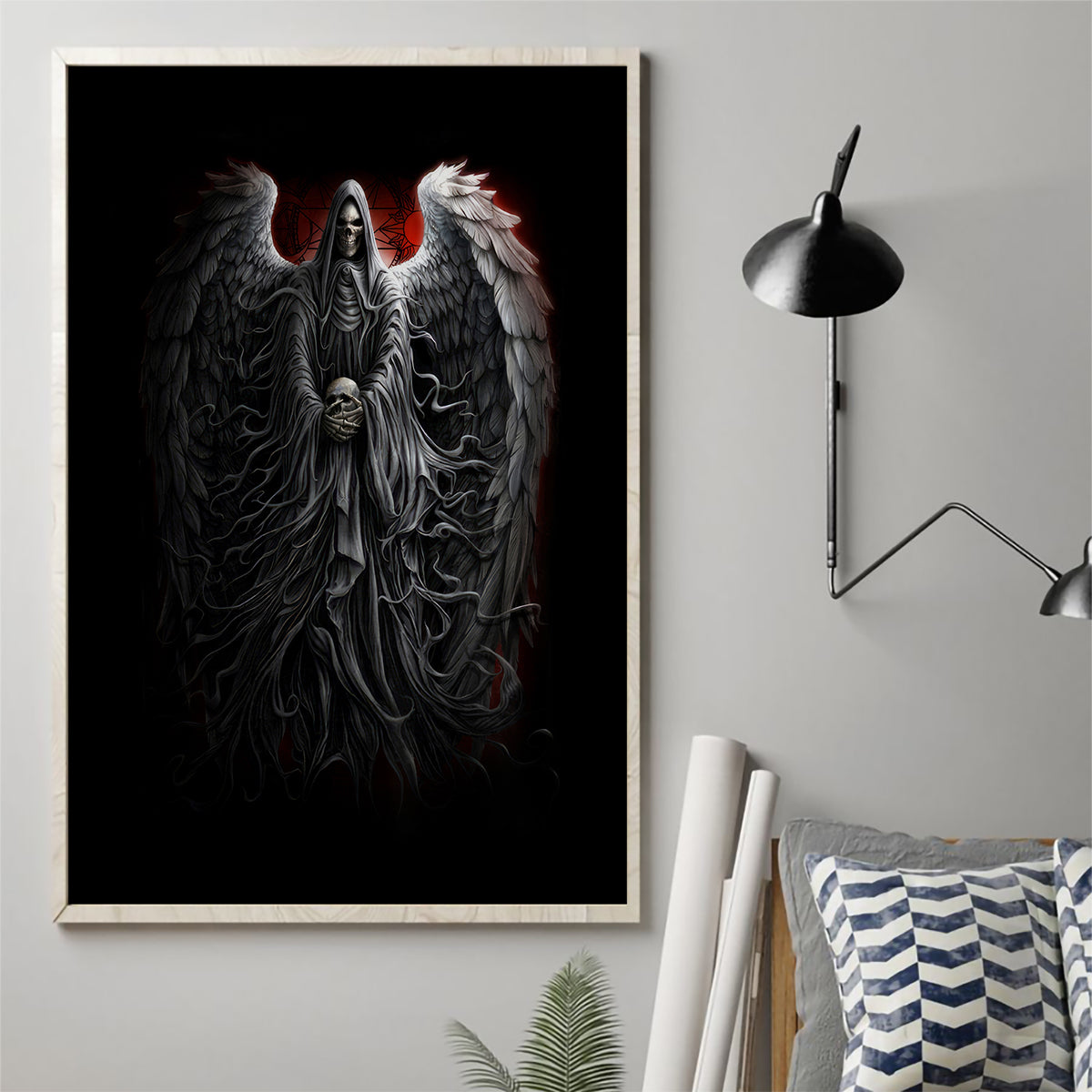 Skull Canvas Wall Art Death Angel Hold Skull - Wonder Print Shop