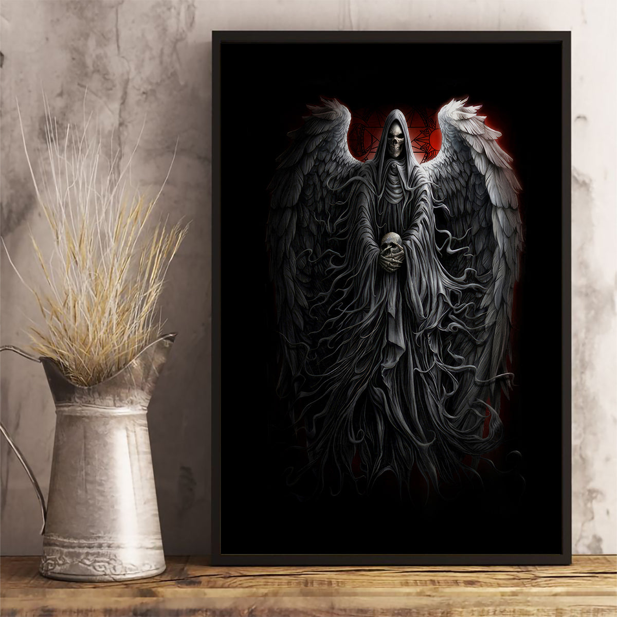 Skull Canvas Wall Art Death Angel Hold Skull - Wonder Print Shop