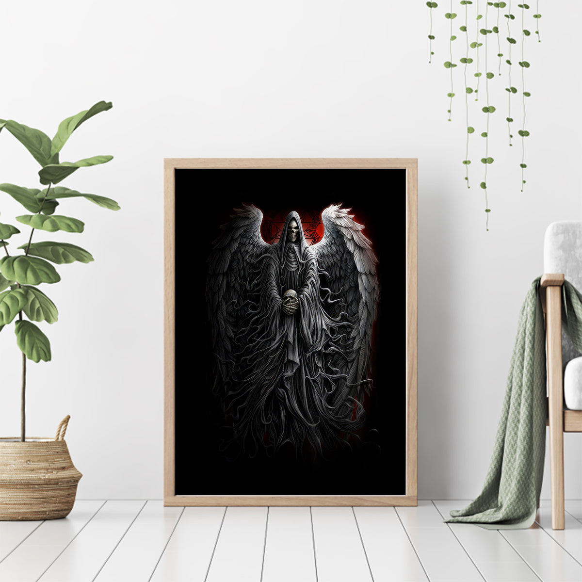 Skull Canvas Wall Art Death Angel Hold Skull - Wonder Print Shop