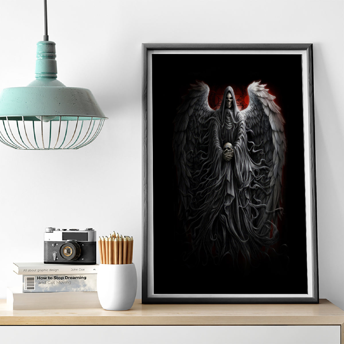 Skull Canvas Wall Art Death Angel Hold Skull - Wonder Print Shop