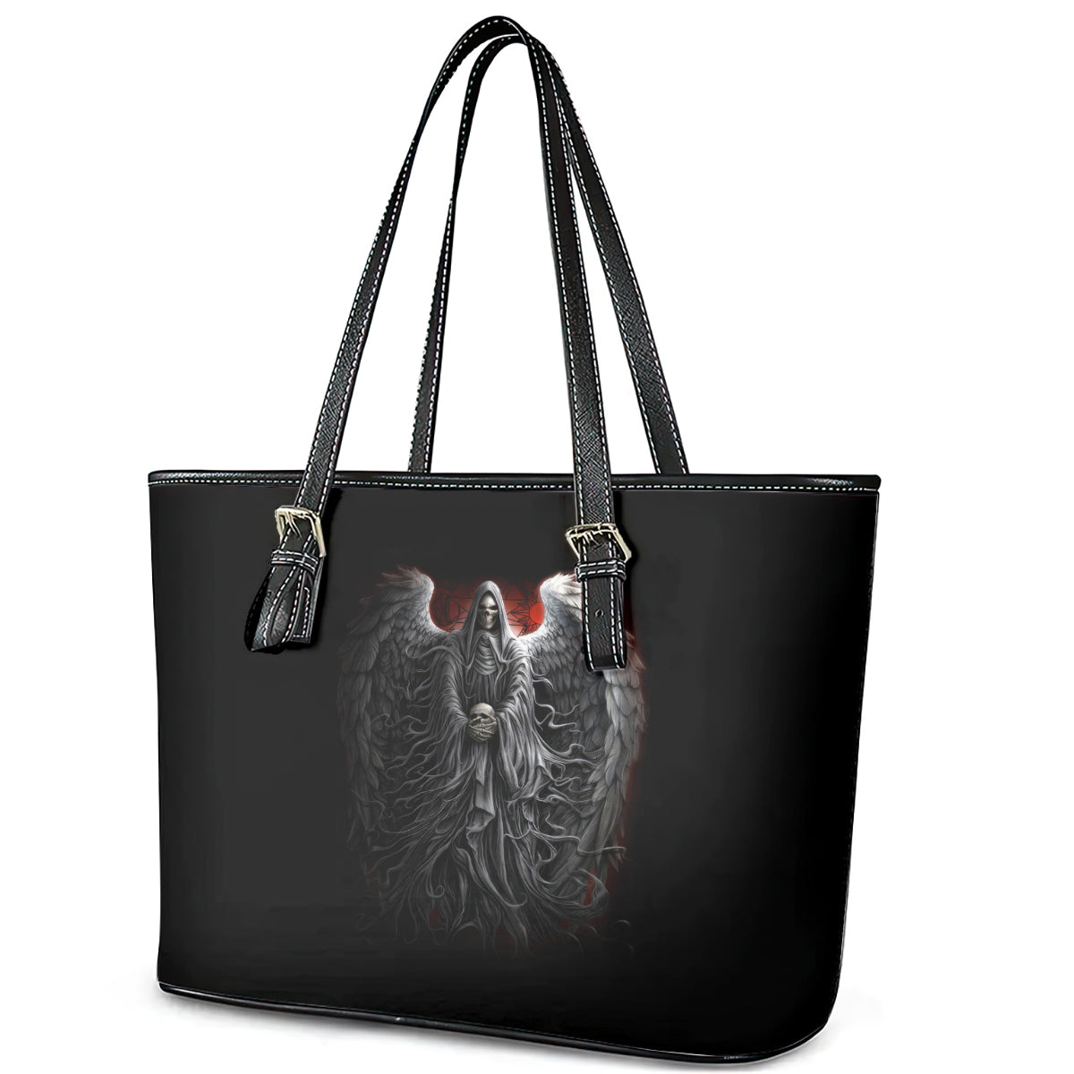 Skull Leather Tote Bag Death Angel Hold Skull - Wonder Print Shop