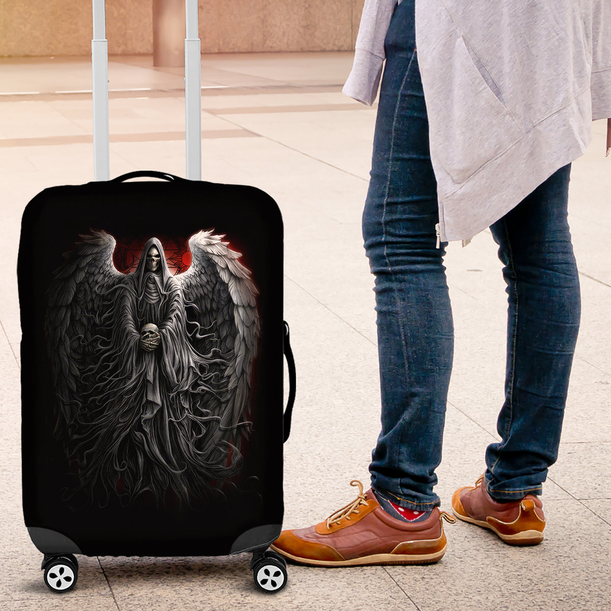 Skull Luggage Cover Death Angel Hold Skull - Wonder Print Shop