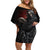 Skull Off Shoulder Short Dress Death Angel Hold Skull - Wonder Print Shop