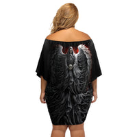 Skull Off Shoulder Short Dress Death Angel Hold Skull - Wonder Print Shop