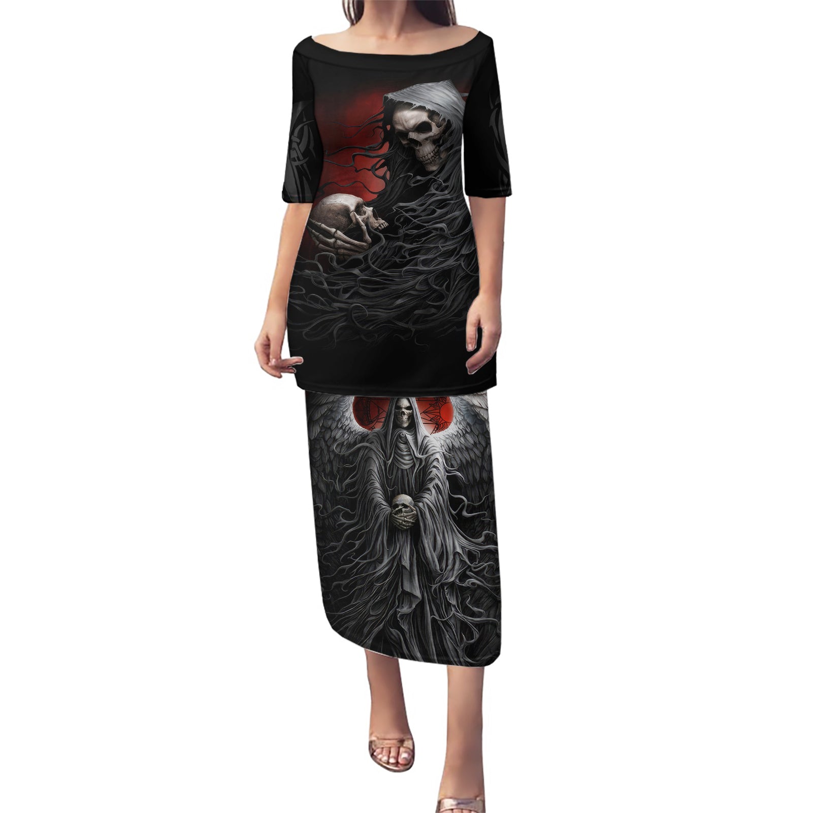 Skull Puletasi Death Angel Hold Skull - Wonder Print Shop