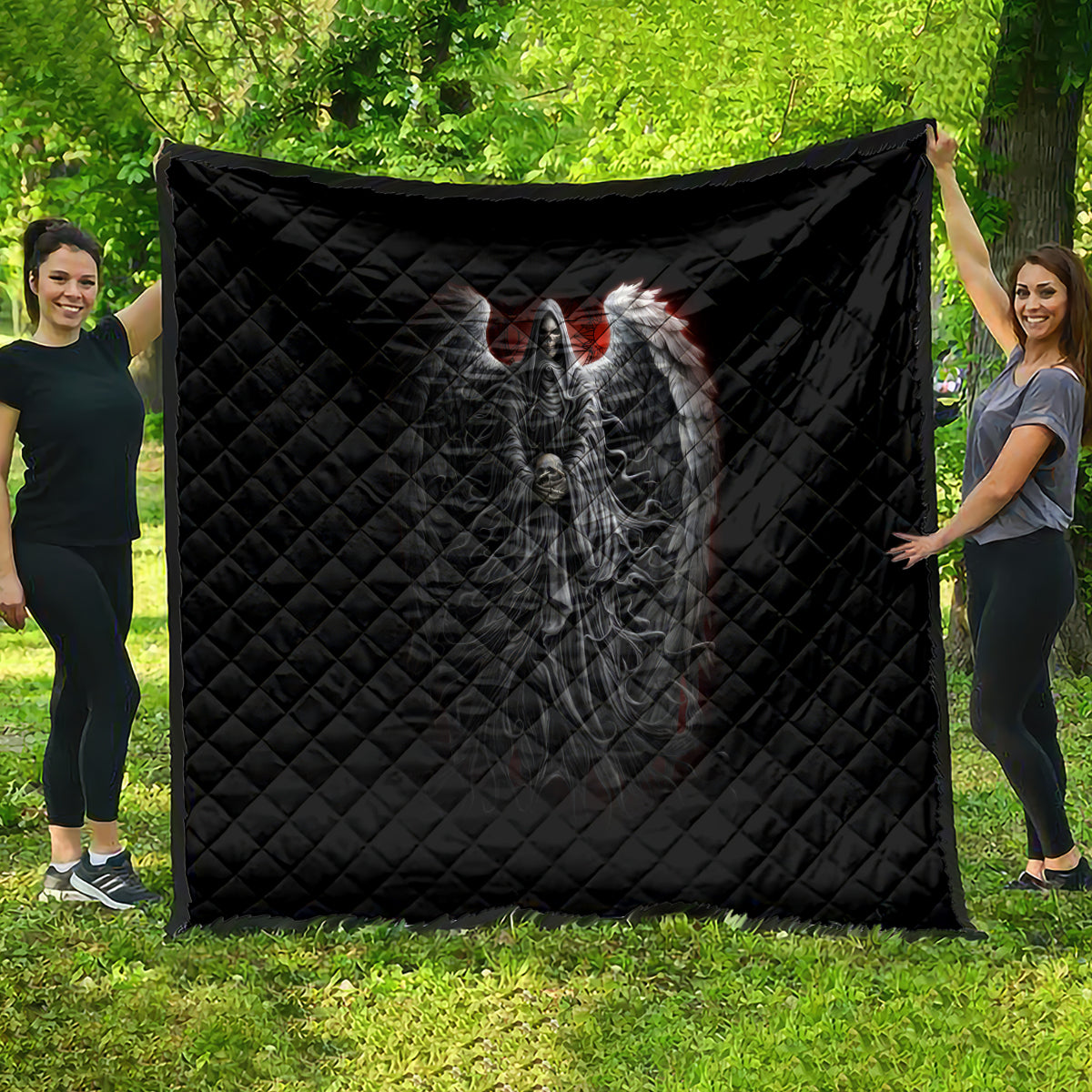 Skull Quilt Death Angel Hold Skull - Wonder Print Shop