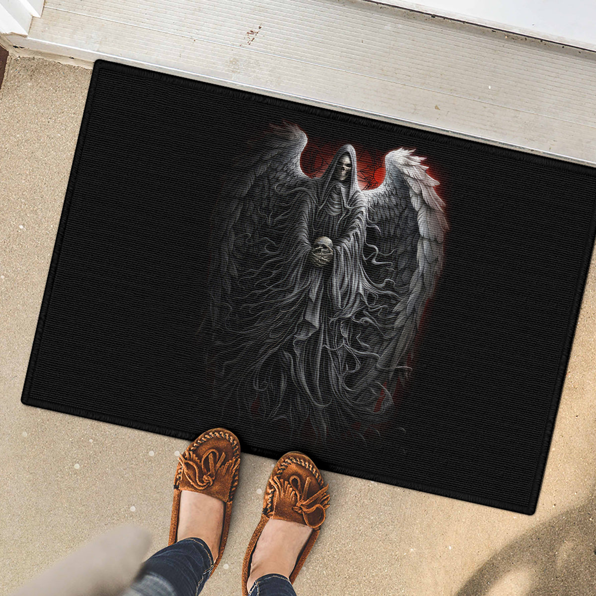 Skull Rubber Doormat Death Angel Hold Skull - Wonder Print Shop
