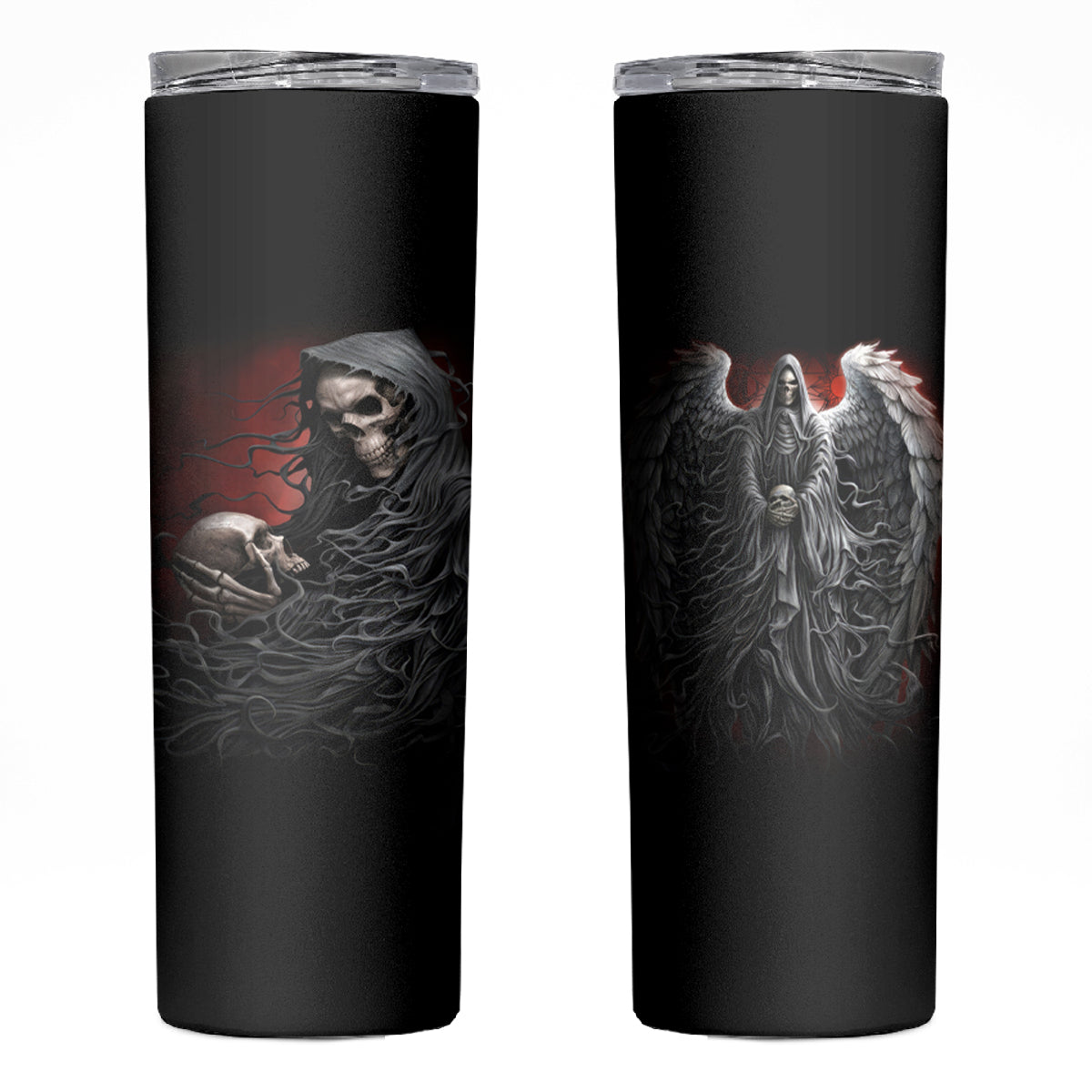 Skull Skinny Tumbler Death Angel Hold Skull - Wonder Print Shop