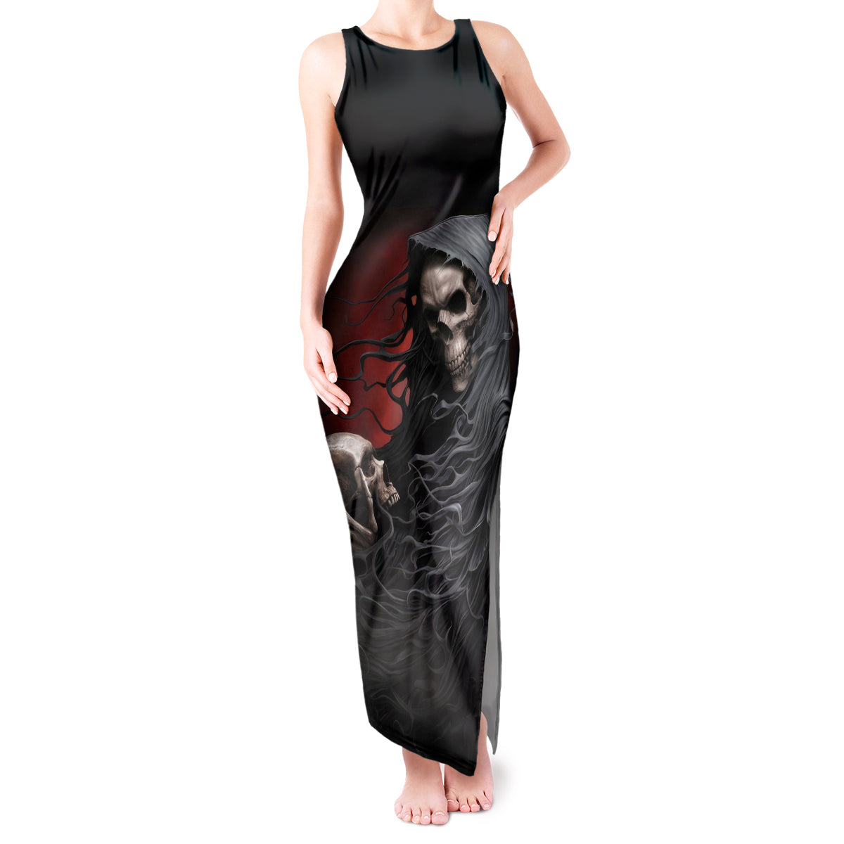Skull Tank Maxi Dress Death Angel Hold Skull - Wonder Print Shop