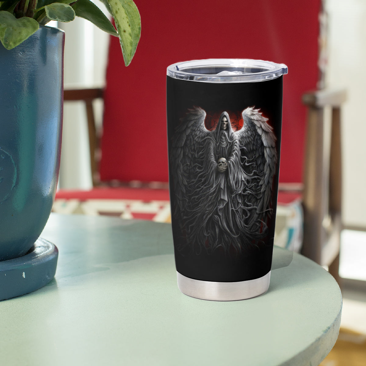 Skull Tumbler Cup Death Angel Hold Skull - Wonder Print Shop