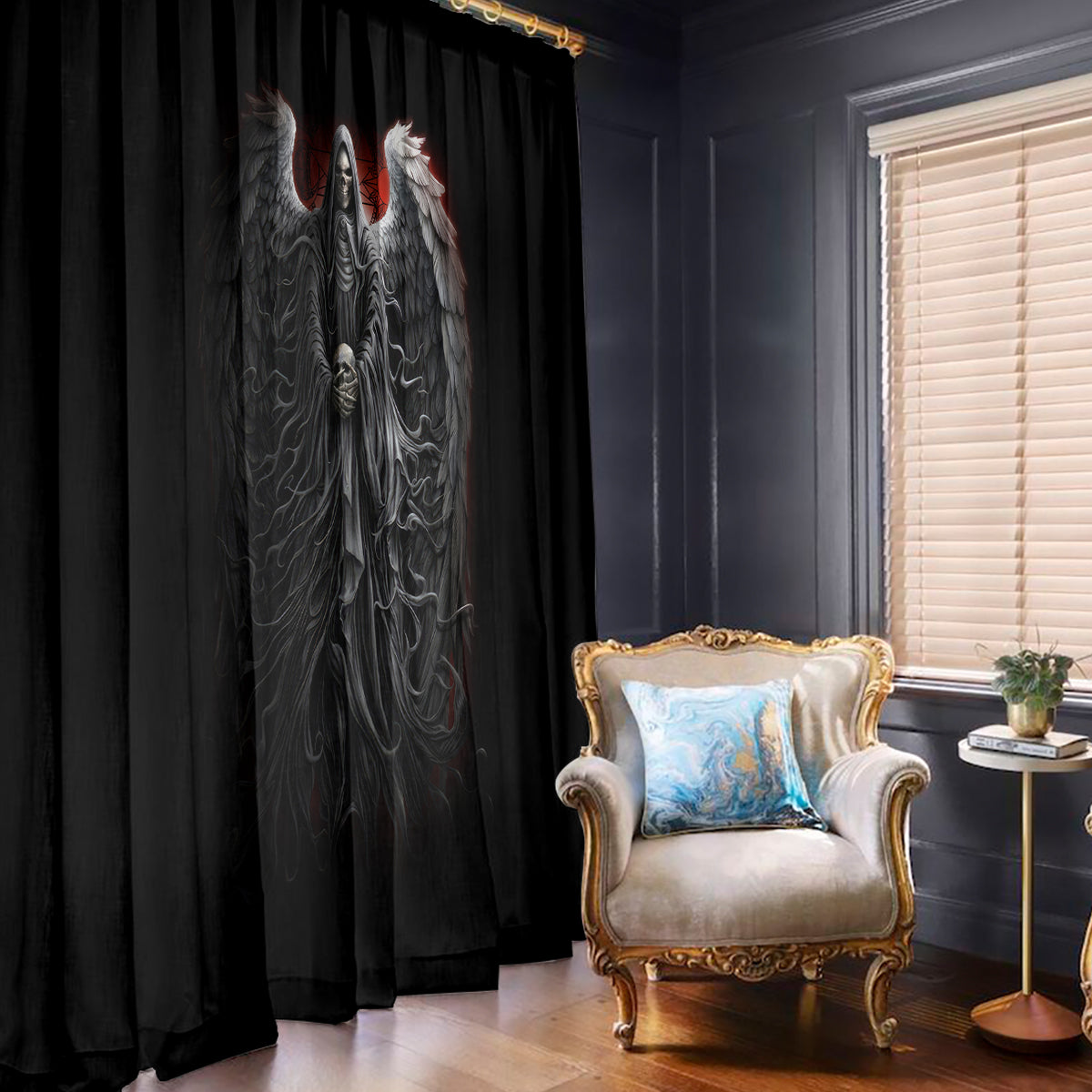 Skull Window Curtain Death Angel Hold Skull - Wonder Print Shop