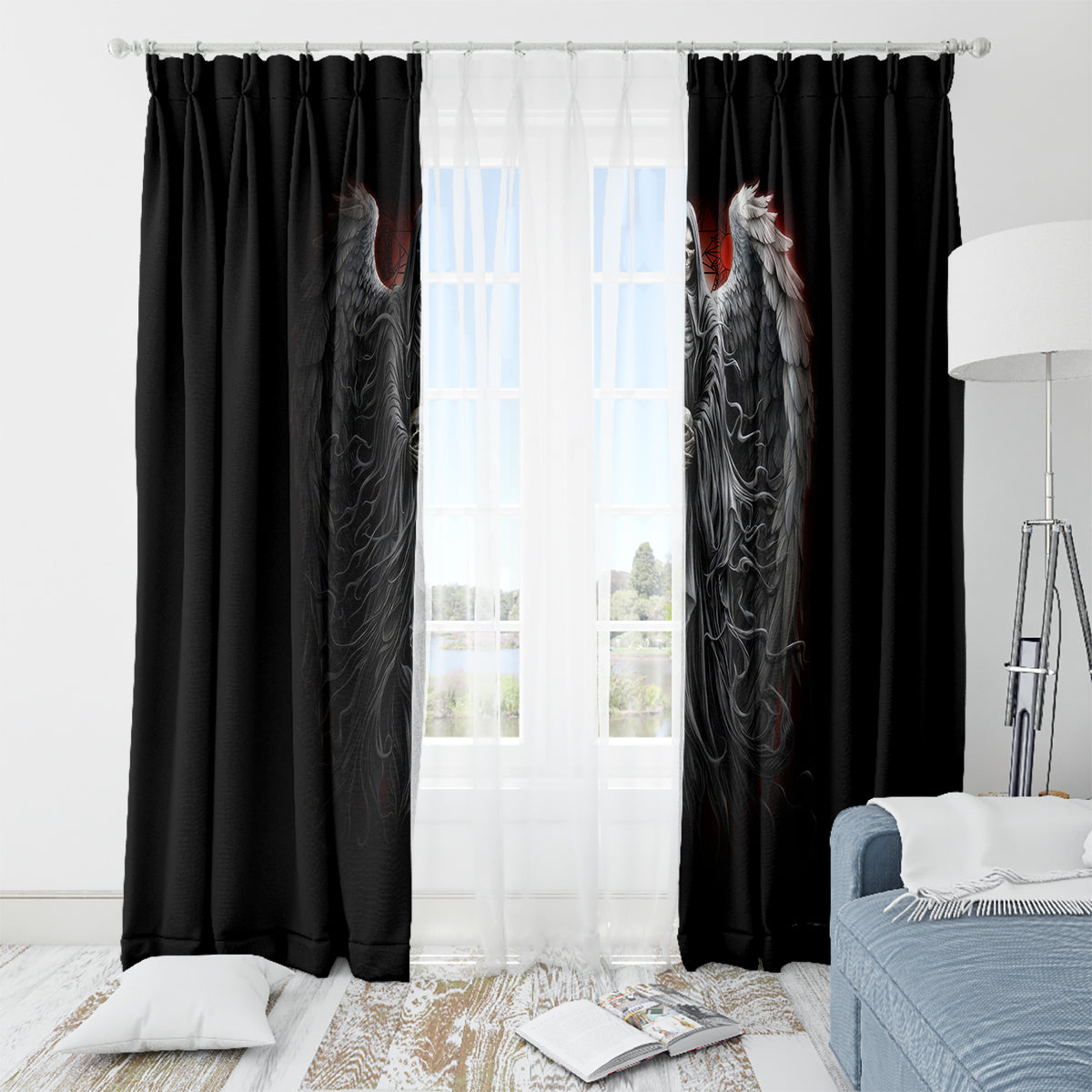 Skull Window Curtain Death Angel Hold Skull - Wonder Print Shop