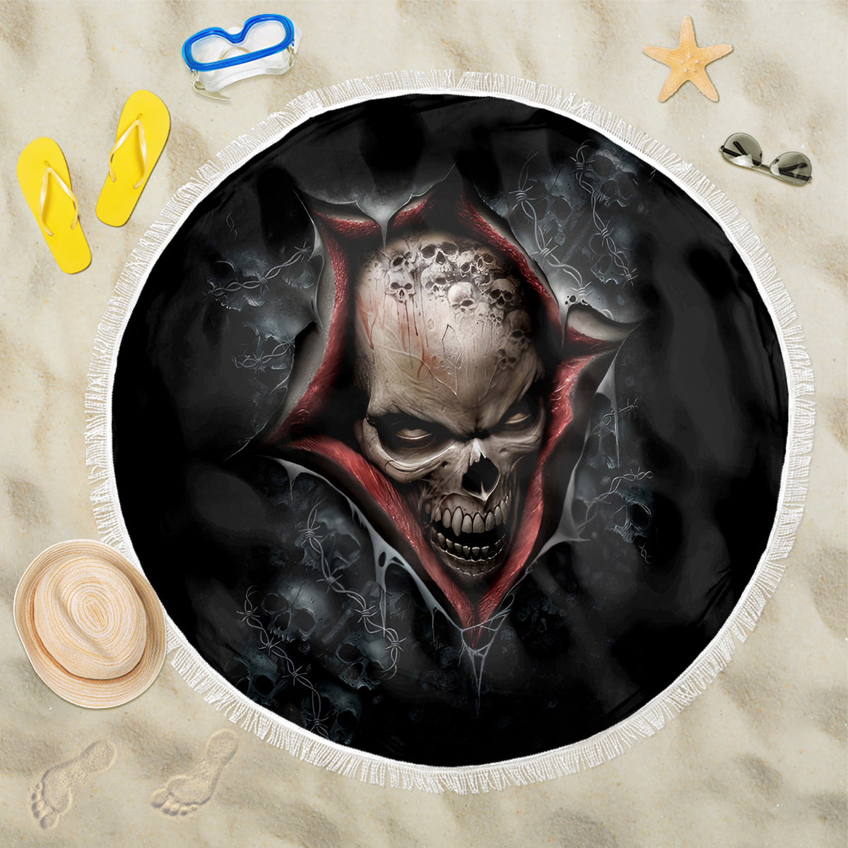 Skull Beach Blanket Skeleton Ripped inside - Wonder Print Shop