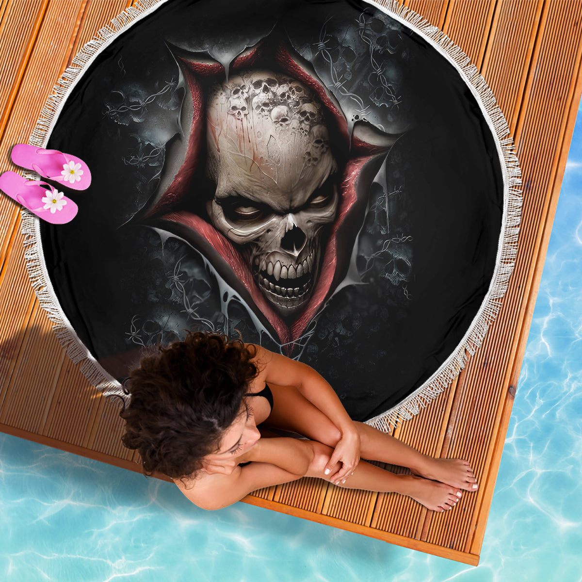 Skull Beach Blanket Skeleton Ripped inside - Wonder Print Shop