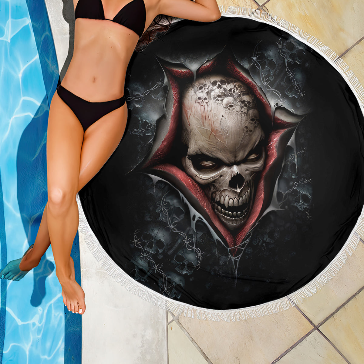 Skull Beach Blanket Skeleton Ripped inside - Wonder Print Shop