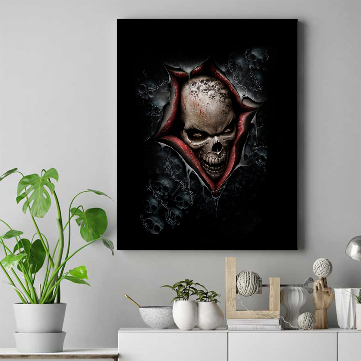 Skull Canvas Wall Art Skeleton Ripped inside - Wonder Print Shop