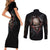 Skull Couples Matching Short Sleeve Bodycon Dress and Long Sleeve Button Shirts Skeleton Ripped inside - Wonder Print Shop