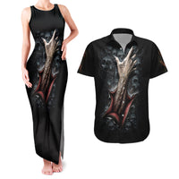 Skull Couples Matching Tank Maxi Dress And Hawaiian Shirt Skeleton Ripped inside - Wonder Print Shop