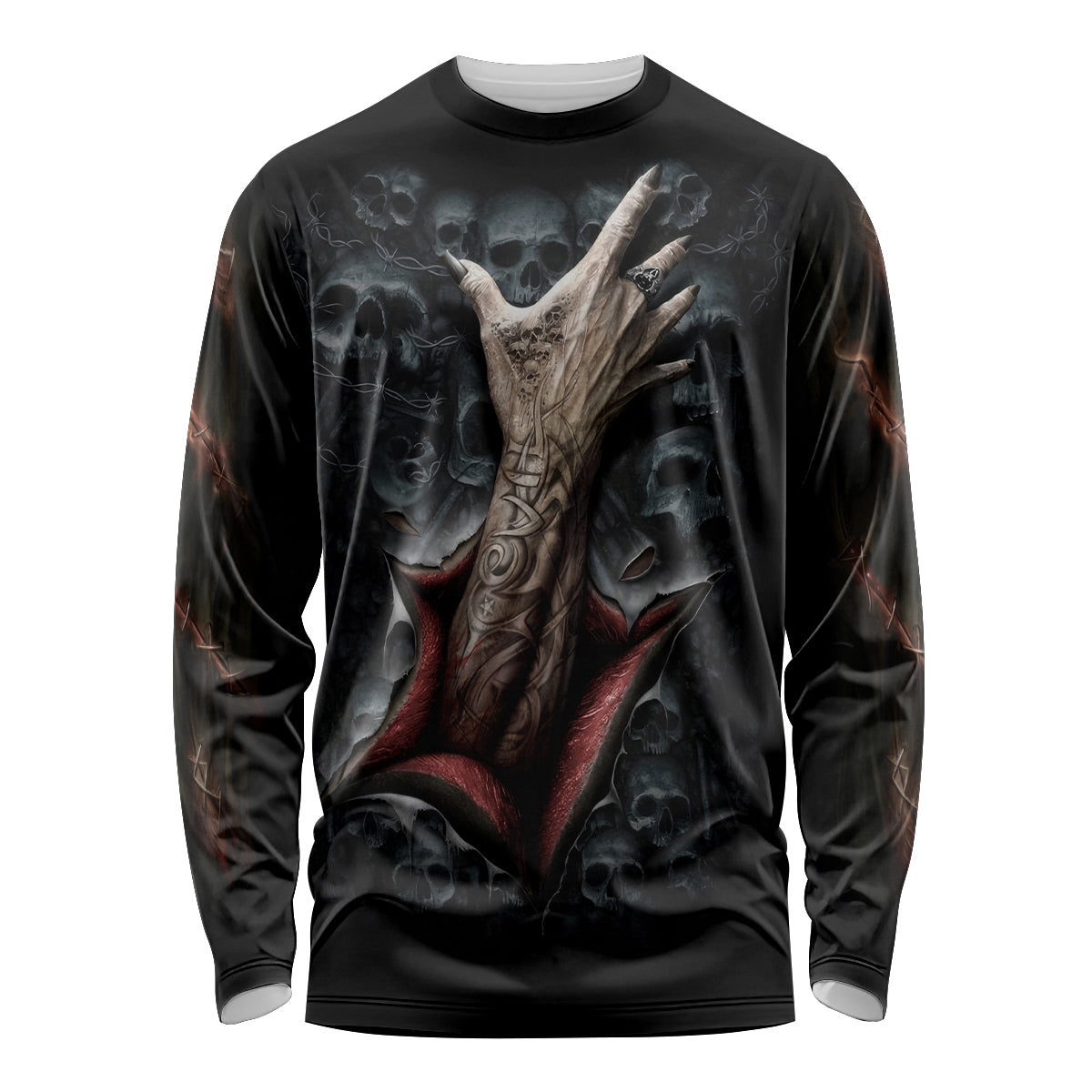 Skull Long Sleeve Shirt Skeleton Ripped inside - Wonder Print Shop