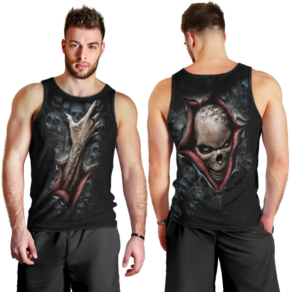 Skull Men Tank Top Skeleton Ripped inside DT01