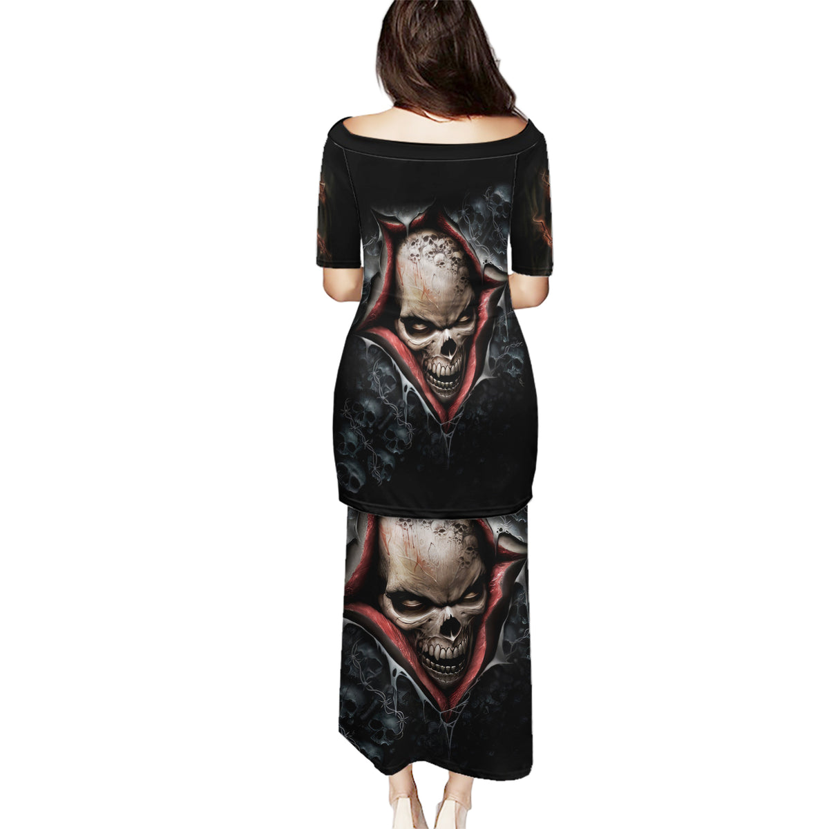 Skull Puletasi Skeleton Ripped inside - Wonder Print Shop