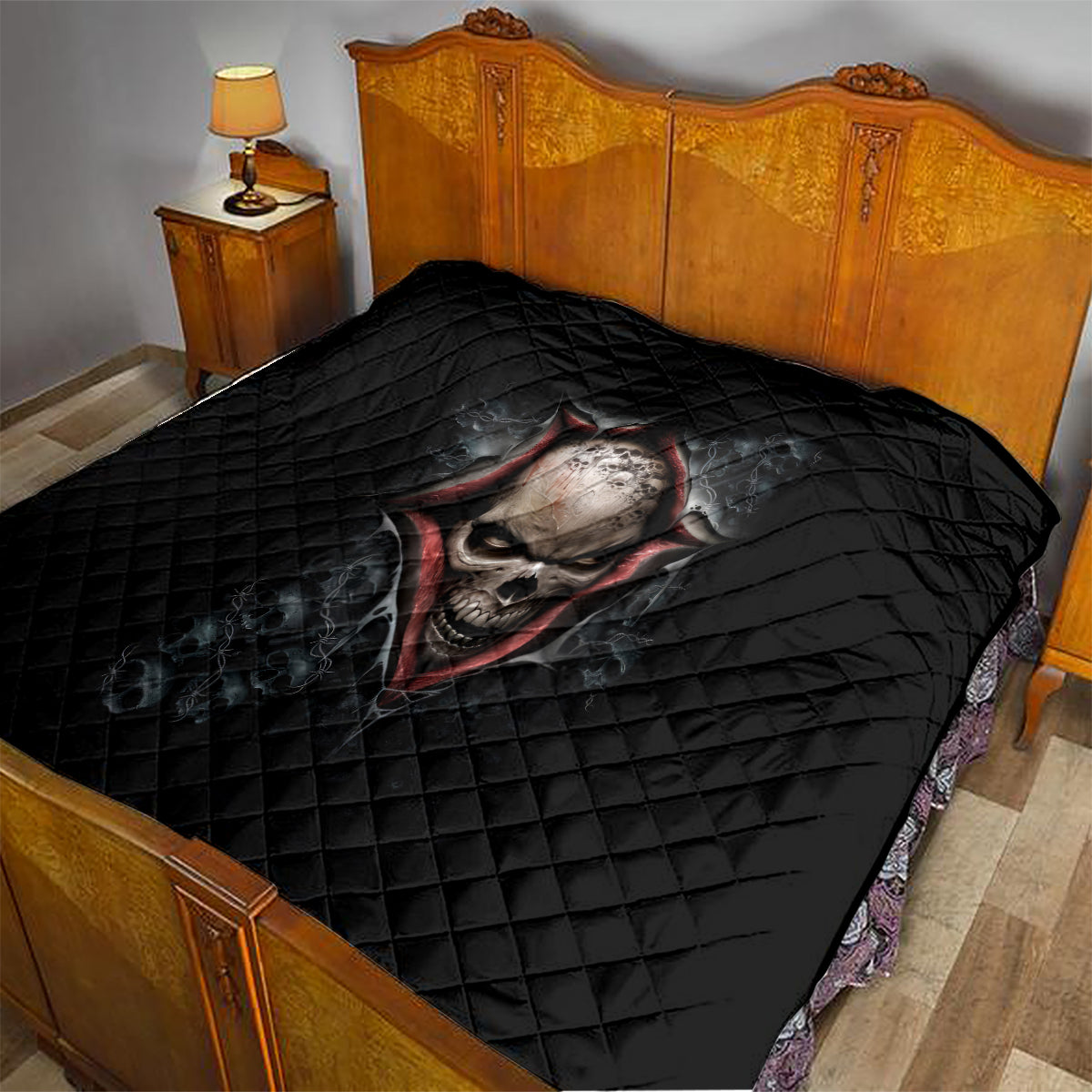 Skull Quilt Skeleton Ripped inside - Wonder Print Shop