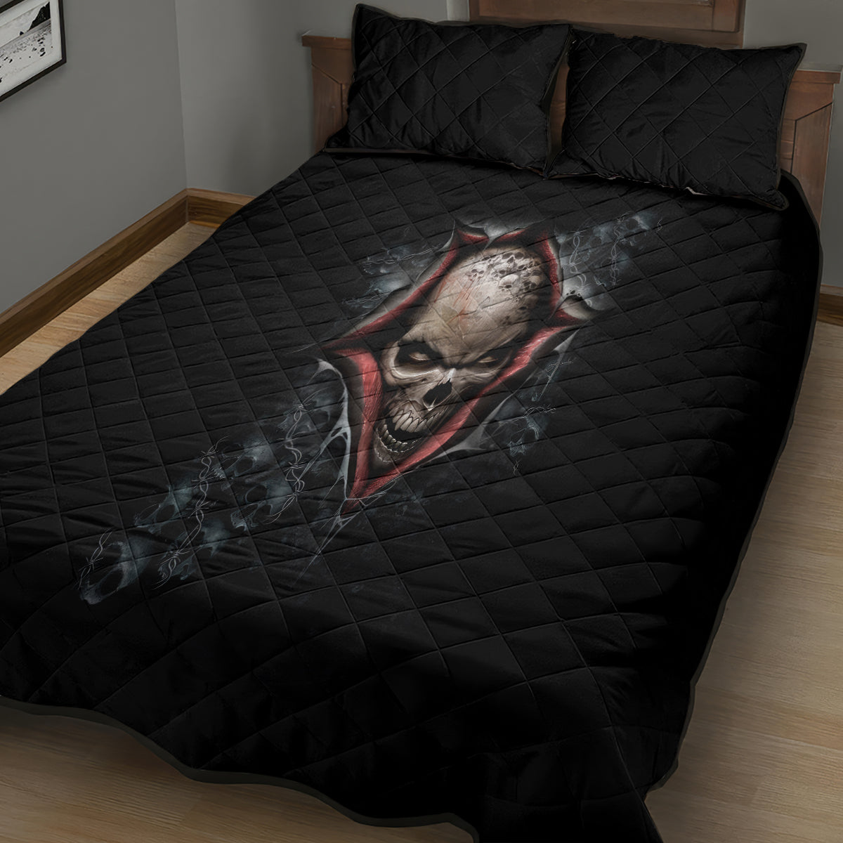 Skull Quilt Bed Set Skeleton Ripped inside - Wonder Print Shop
