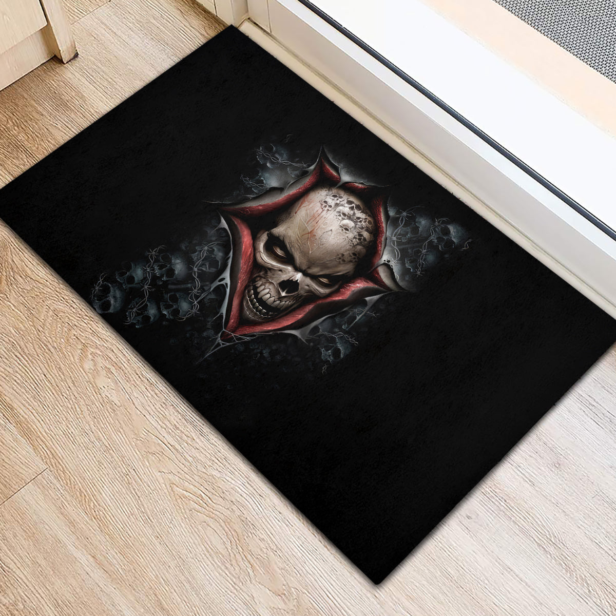 Skull Rubber Doormat Skeleton Ripped inside - Wonder Print Shop
