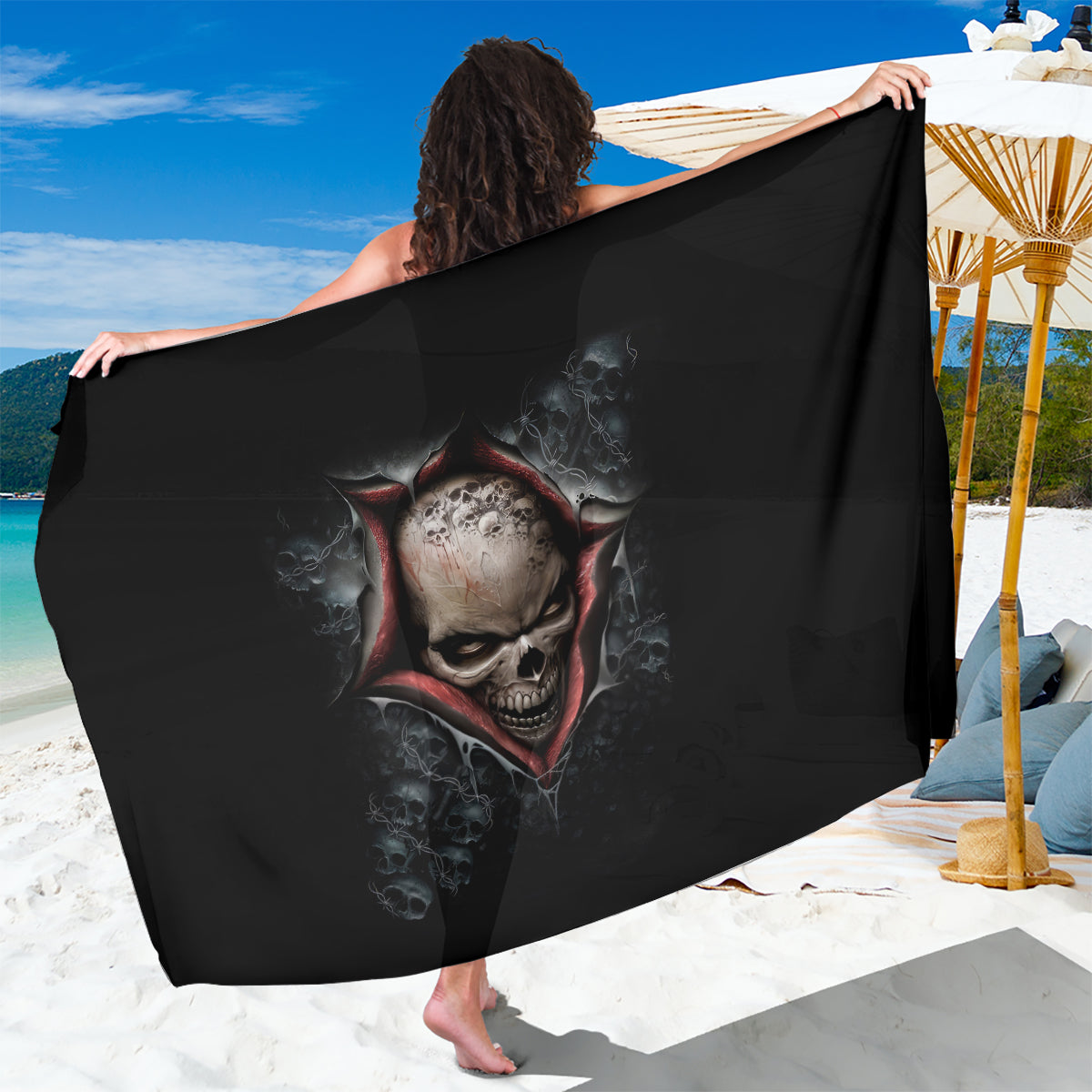 Skull Sarong Skeleton Ripped inside - Wonder Print Shop