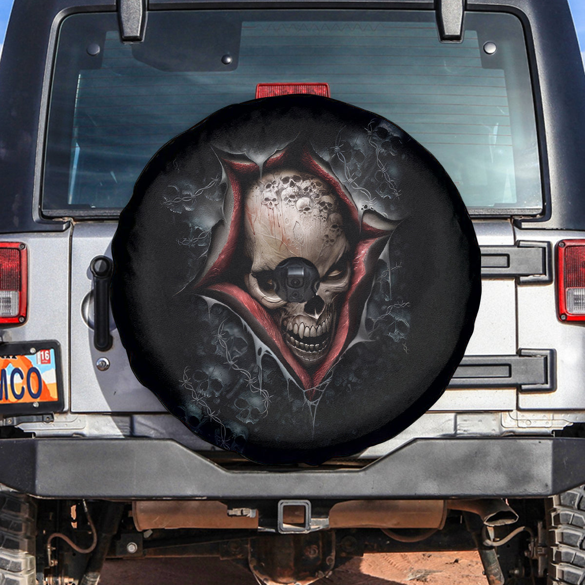 Skull Spare Tire Cover Skeleton Ripped inside - Wonder Print Shop