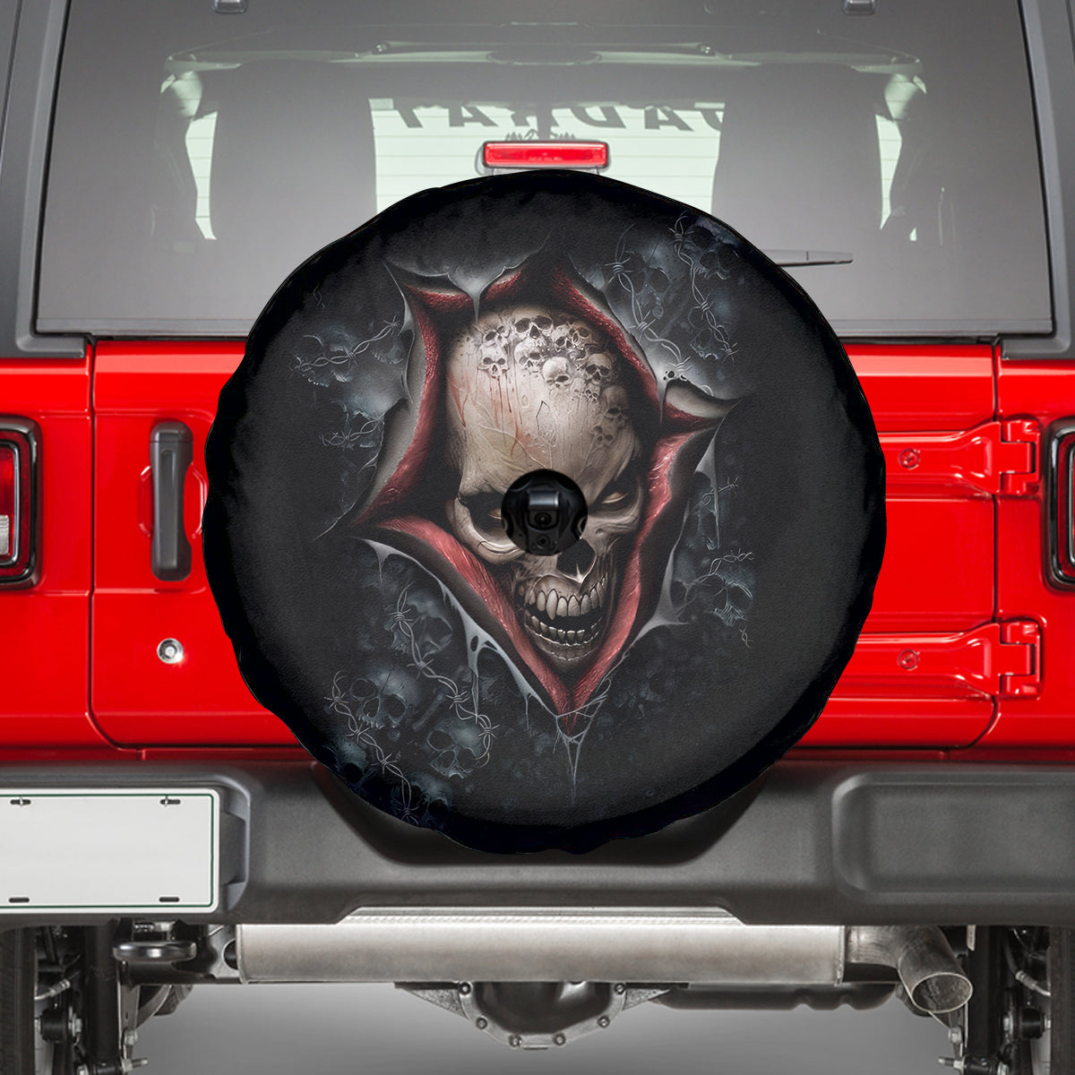 Skull Spare Tire Cover Skeleton Ripped inside - Wonder Print Shop