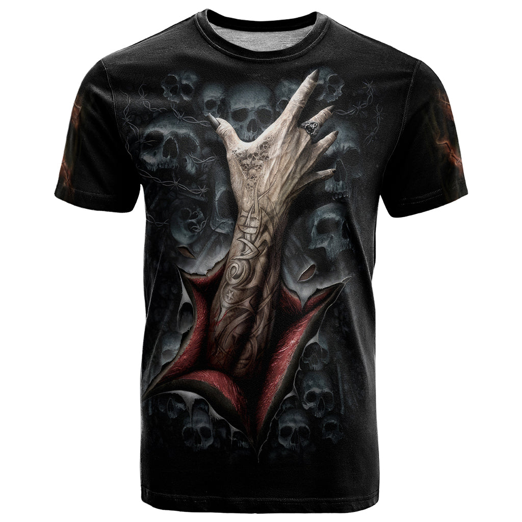 Skull T Shirt Skeleton Ripped inside - Wonder Print Shop