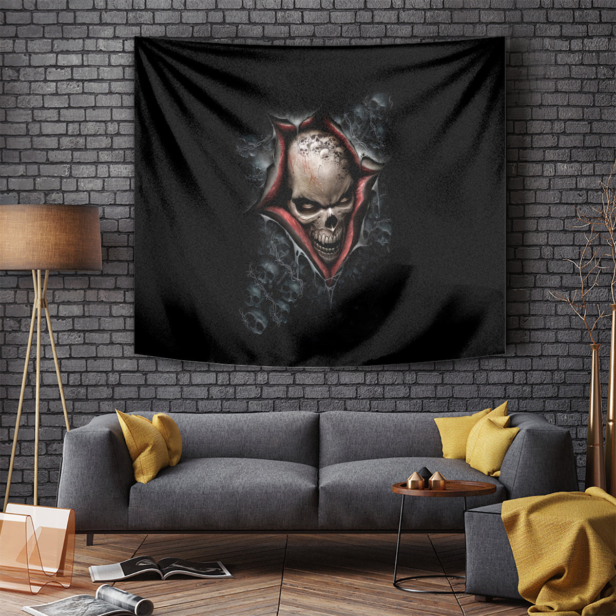Skull Tapestry Skeleton Ripped inside - Wonder Print Shop