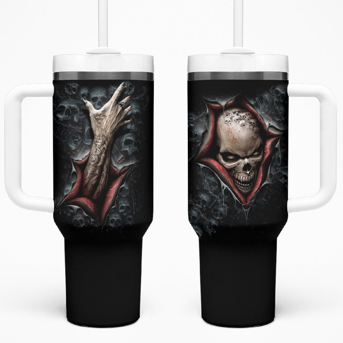 Skull Tumbler With Handle Skeleton Ripped inside - Wonder Print Shop