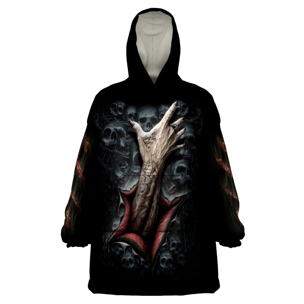Skull Wearable Blanket Hoodie Skeleton Ripped inside - Wonder Print Shop