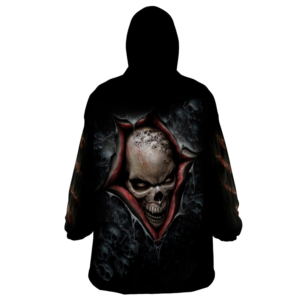 Skull Wearable Blanket Hoodie Skeleton Ripped inside - Wonder Print Shop