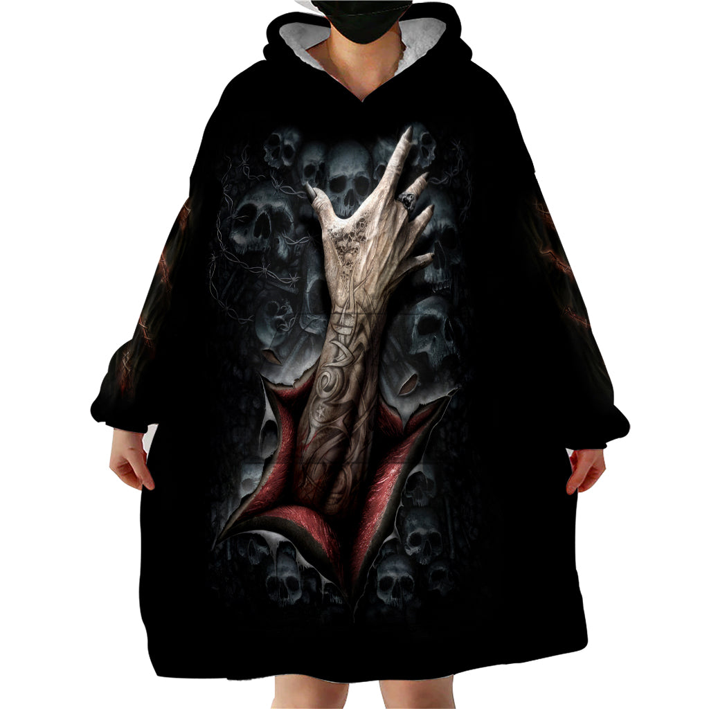 Skull Wearable Blanket Hoodie Skeleton Ripped inside - Wonder Print Shop
