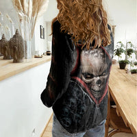 Skull Women Casual Shirt Skeleton Ripped inside - Wonder Print Shop
