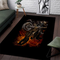 Flaming Skull Area Rug Death Angel Riding Motocycle - Wonder Print Shop