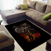 Flaming Skull Area Rug Death Angel Riding Motocycle - Wonder Print Shop