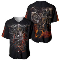 Flaming Skull Baseball Jersey Death Angel Riding Motocycle - Wonder Print Shop