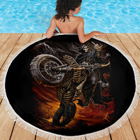 Flaming Skull Beach Blanket Death Angel Riding Motocycle - Wonder Print Shop