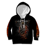 Black pullover hoodie with flame skull and motorcycle graphic on front