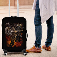 Flaming Skull Luggage Cover Death Angel Riding Motocycle - Wonder Print Shop