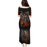 Flaming Skull Puletasi Death Angel Riding Motocycle - Wonder Print Shop