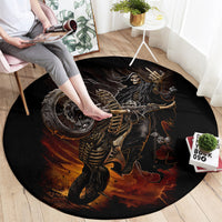 flaming-skull-round-carpet-death-angel-riding-motocycle